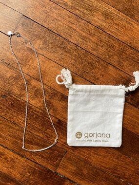 Gorjana Polished Silver Curved Bar Necklace